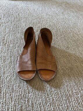 Free People Brown Open-Toe Leather Slingback Sandals